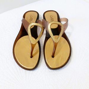 Brown & Gold Thong Sandals Size 8. By Grendha